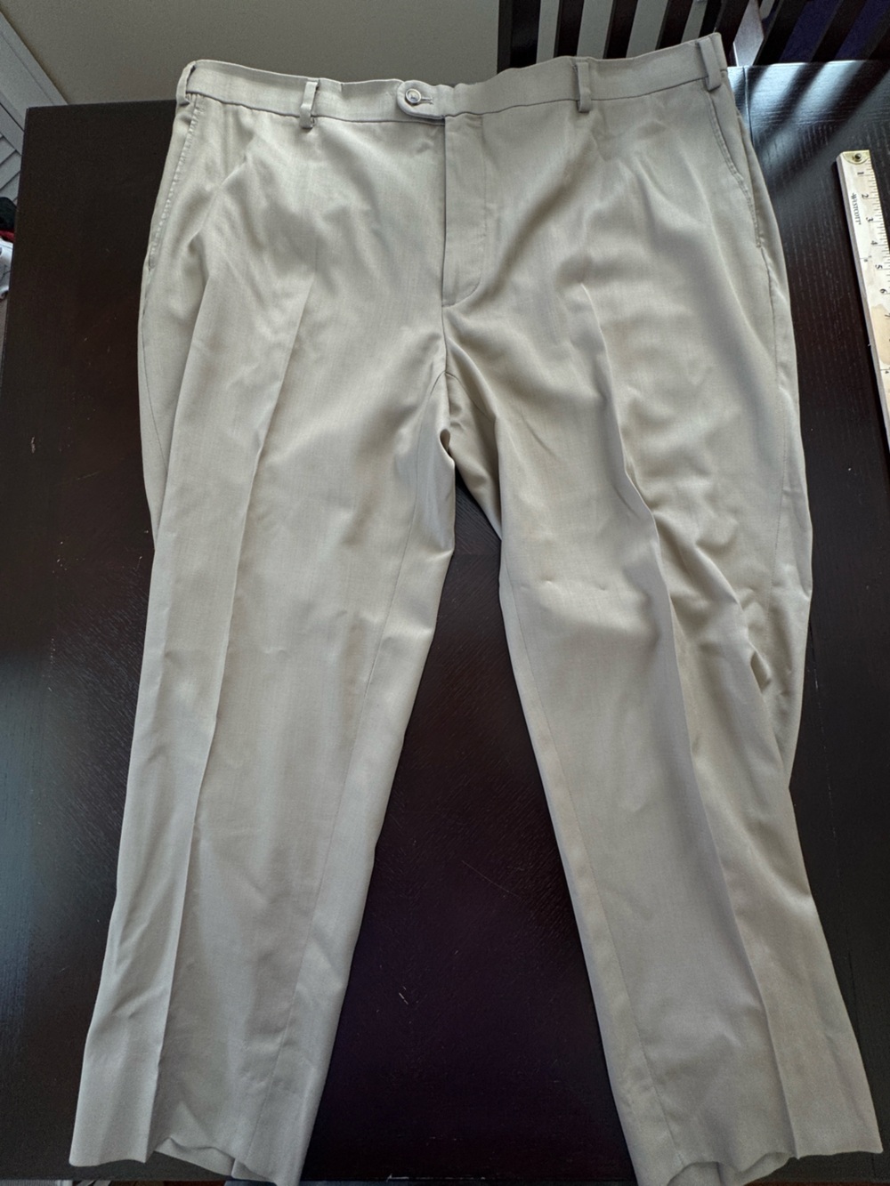 Joseph Abboud Men's Flat Front Wool Dress Trousers, Tan, Size 44